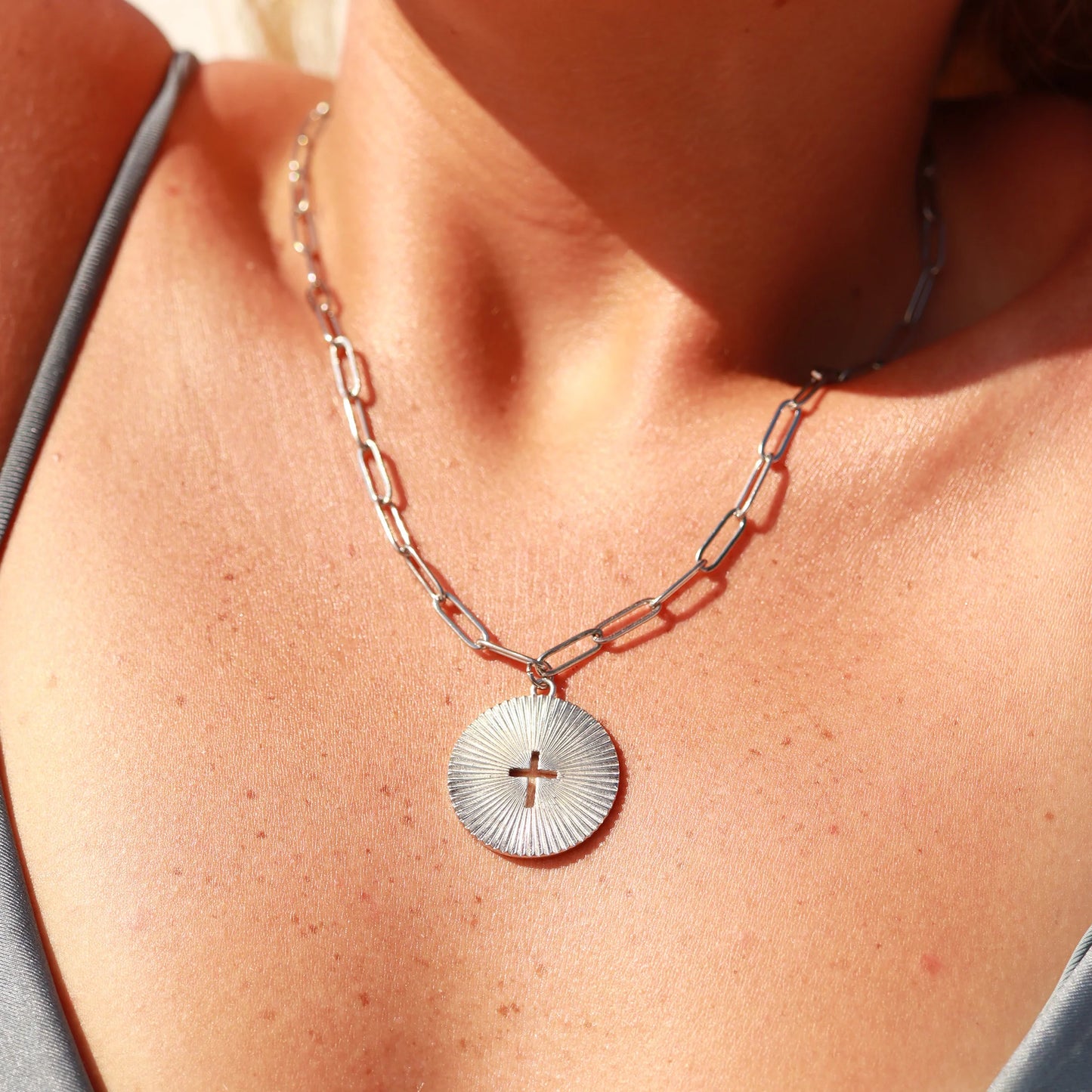 Faith Medallion Paperclip Necklace